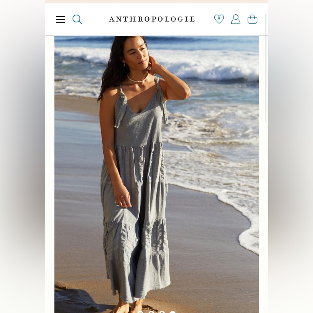 Anthropologie AMADI Blue Maxi Dress size Small